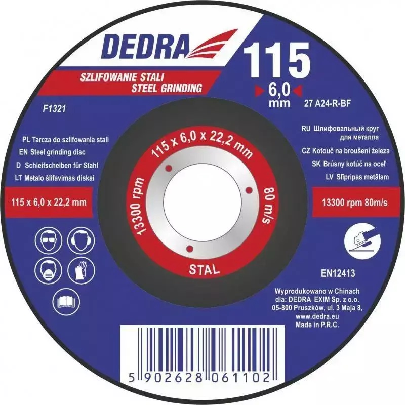 5902628061157 Disc de slefuit otel cu centru depresat 125x6,0x22,2 - imagine 1
