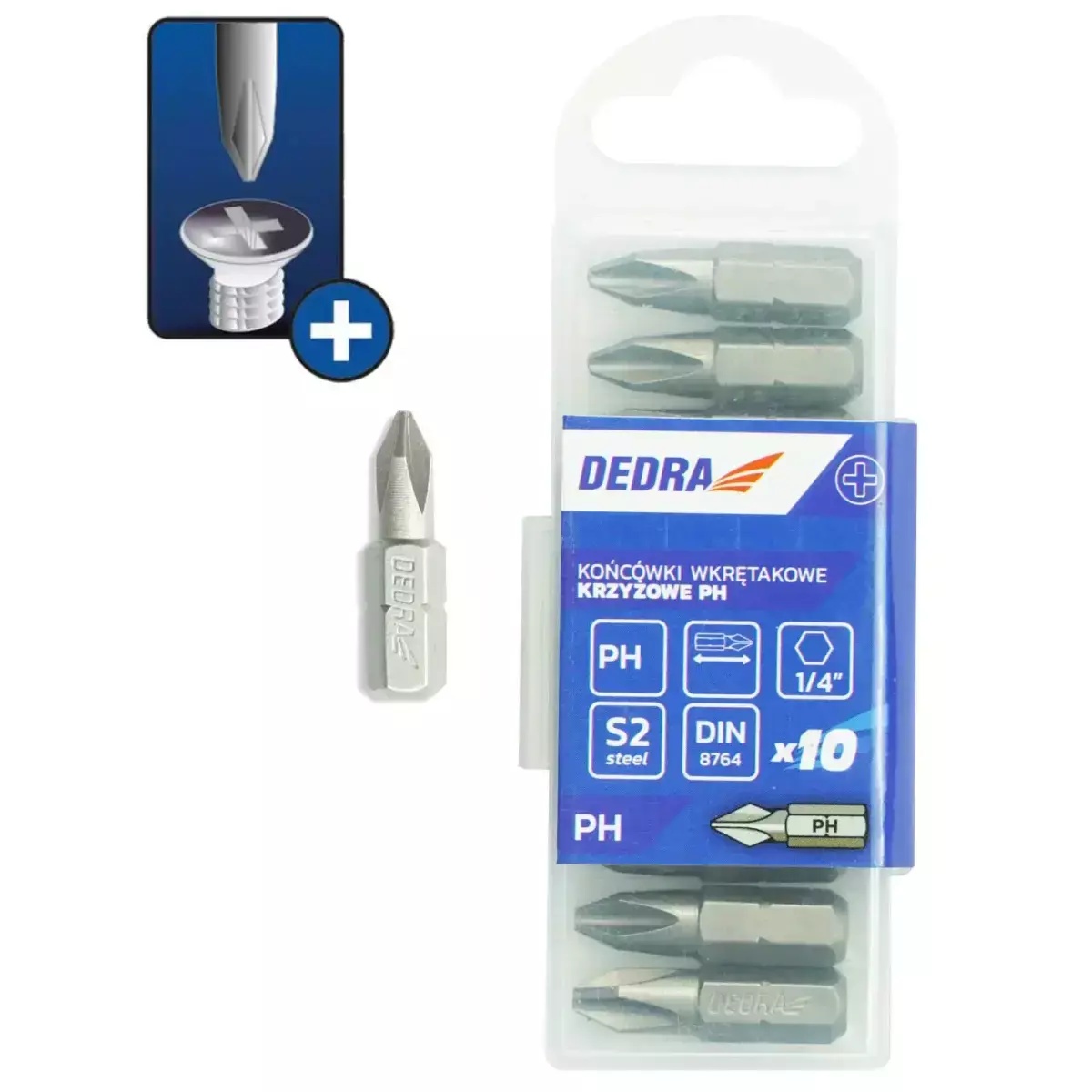 5902628172716 Capete de surubelnita Phillips PH1x25mm, 10buc cutie din plastic. - imagine 1