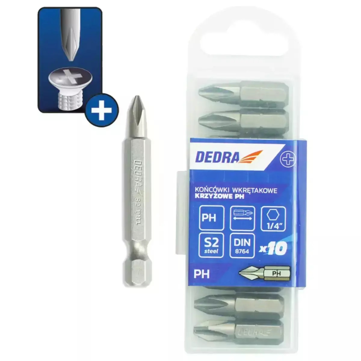 5902628172990 Capete de surubelnita Phillips PH2x50mm, 10buc cutie din plastic. - imagine 1