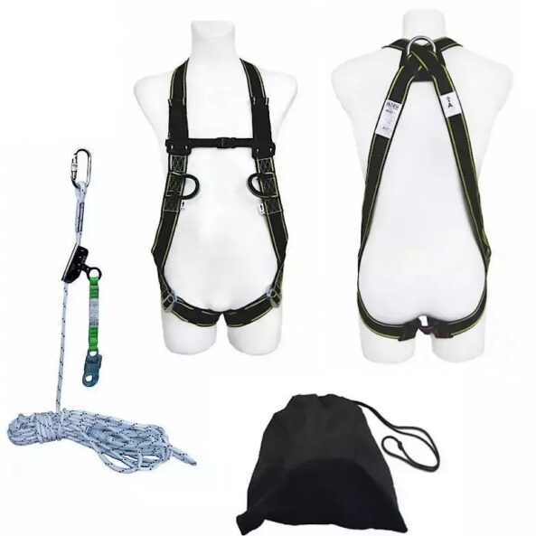 Set de lucru pe acoperis centuri de siguranta tip ham franghie de 15m dispozitiv autoblocant