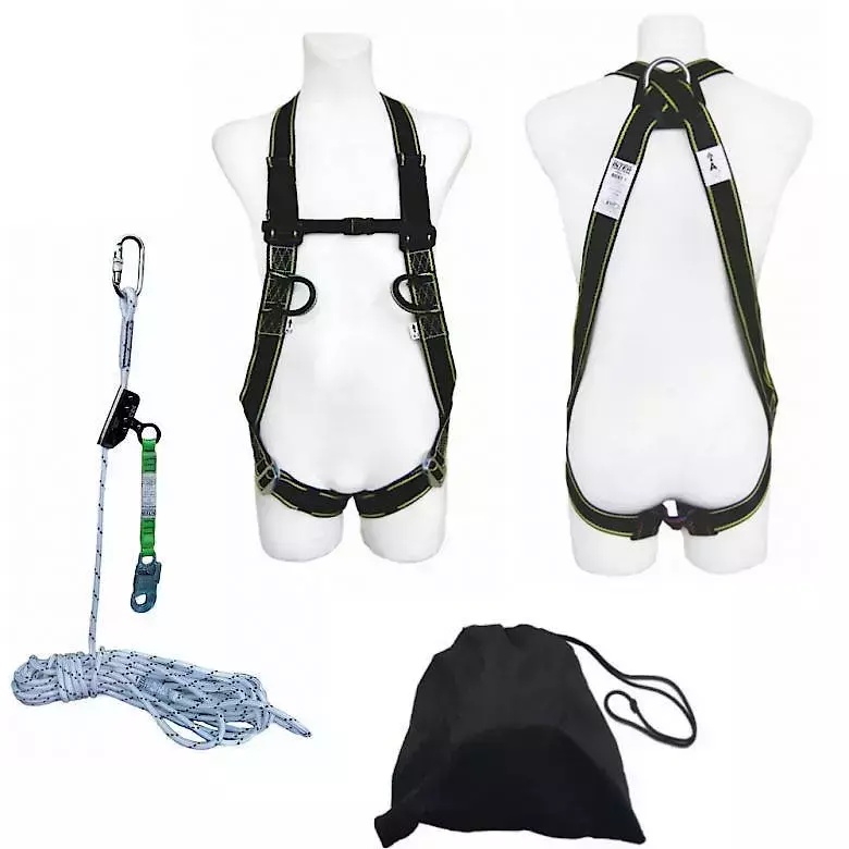 Set de lucru la inaltime centuri de siguranta tip ham franghie de 15m dispozitiv autoblocant Set de lucru pe acoperis centuri de siguranta tip ham franghie de 15m dispozitiv autoblocant