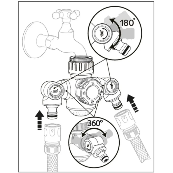 Conector unghiular dublu pentru robinet 1.2 tol-3.4 rol